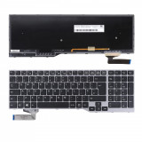 Tastatura laptop noua Fujitsu Lifebook E753 E754 E557 E756 SILVER FRAME BLACK Backlit UK