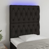 VidaXL Tăblie de pat cu LED, negru, 80x7x118/128 cm, textil