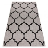 Covor sisal Floorlux 20608 marocani trellis argintiu si negru, 140x200 cm, Dreptunghi