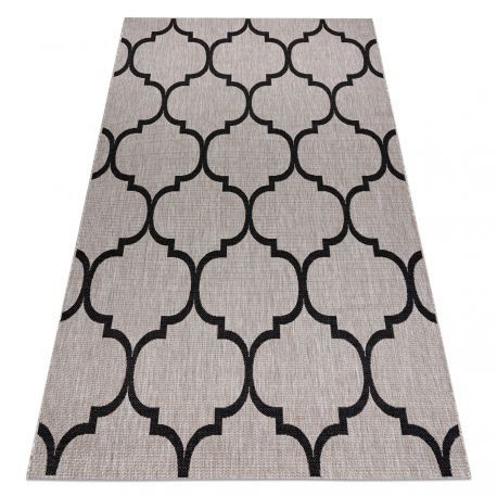 Covor sisal Floorlux 20608 marocani trellis argintiu si negru, 200x290 cm