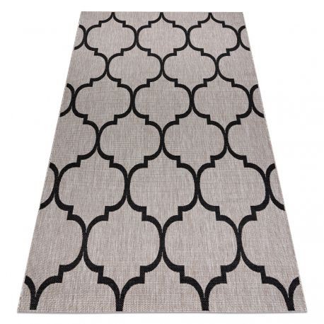 Covor sisal Floorlux 20608 marocani trellis argintiu si negru, 80x150 cm