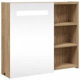 Cumpara ieftin Dulap cu oglinda de baie cu LED, stejar deschis, 60x13x52 cm