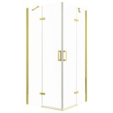 Cumpara ieftin Cabină de duș pătrată Flow Gold cu ușă batantă 90 cm