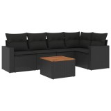 Cumpara ieftin Set mobilier de gradina cu perne, 6 piese, negru, poliratan