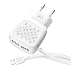 Incarcator Retea cu fir MicroUSB XO Design L51, 2 X USB, 2.1A, Alb