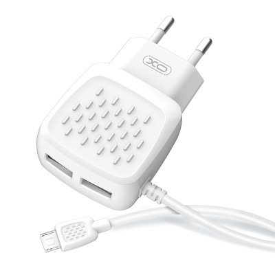 Incarcator Retea cu fir MicroUSB XO Design L51, 2 X USB, 2.1A, Alb foto