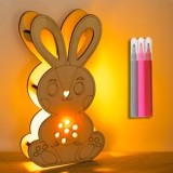 Set Creativ de Paste cu Iepure din Lemn și Lumina LED, 3 Carioci, CMCLASS