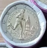 Moneda 2 Euro Comemorativă Slovacia 2024, UNC, 100 Ani Maraton Ko&scaron;ice, Nouă, Necirculată