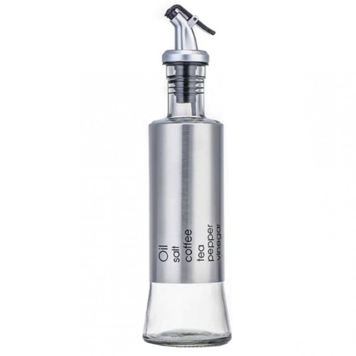 Recipient Pufo Savor din sticla pentru ulei si otet, 300 ml, argintiu