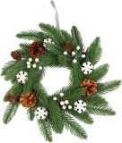 Coronita decorativa Craciun MagicHome Vianoce cu conuri, verde, 30x30x6 cm