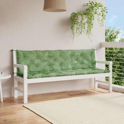 vidaXL Perne bancă de grădină, 2 buc, 200x50x7cm, model frunze, textil 361751 foto