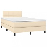Cumpara ieftin Pat continental cu saltea, crem, 120x190 cm, textil