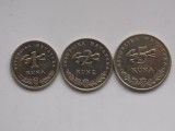 LOT 3 MONEDE 1,2,5 KUNA 1993 CROATIA