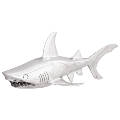 Gossi sculptura rechin argintie 68x20x24 cm aluminiu foto