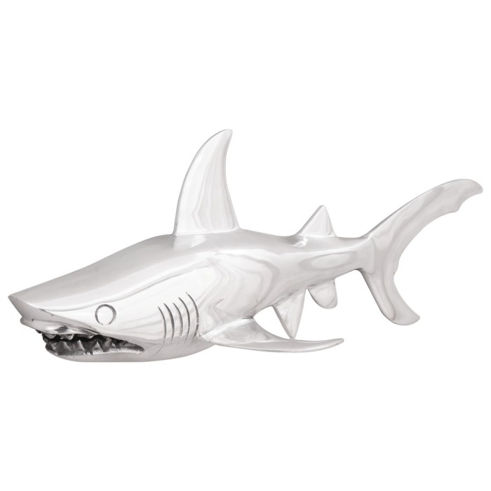 Gossi sculptura rechin argintie 68x20x24 cm aluminiu