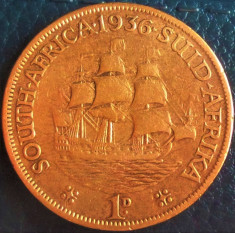 Moneda istorica 1 PENNY - AFRICA DE SUD, anul 1936 *cod 4030 foto