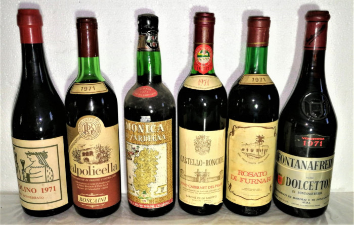 LOT - 1971 - 6 STICLE DIFERIT VIN ROSU, Recoltare 1971