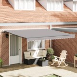 Marchiză retractabilă manuală vidaXL Gri deschis 400x350 cm, Material de &icirc;nlocuire pentru marchiză vidaXL pentru cadru de 4x3,5 m Gri deschis