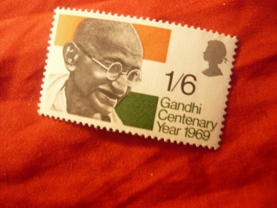 Serie Marea Britanie 1969 - Ziua Ghandi , 1 valoare foto