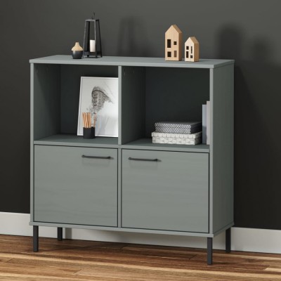 Gossi biblioteca cu picioare metalice oslo, gri, 90x35x90,5 cm, lemn foto