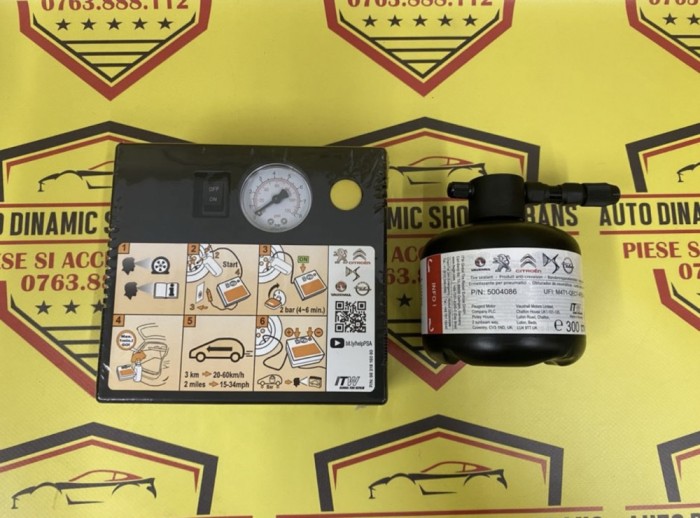 Compresor auto umflat roti soluție kit pană original Peugeot Citroen