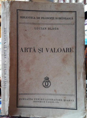 Lucian Blaga-Arta si valoare-prima editie 1939 foto