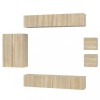 Set dulap TV, 8 piese, stejar sonoma, lemn prelucrat