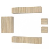 Set dulap TV, 8 piese, stejar sonoma, lemn prelucrat