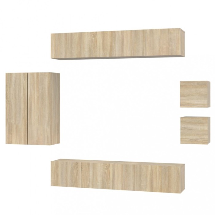 Set dulap TV, 8 piese, stejar sonoma, lemn prelucrat