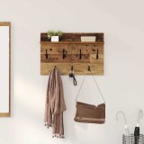 VidaXL Răcător de paltoane montat pe perete Lemn vechi 60 x 40 x 12 cm