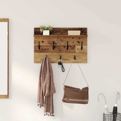 vidaXL Răcător de paltoane montat pe perete Lemn vechi 60 x 40 x 12 cm 874433 foto