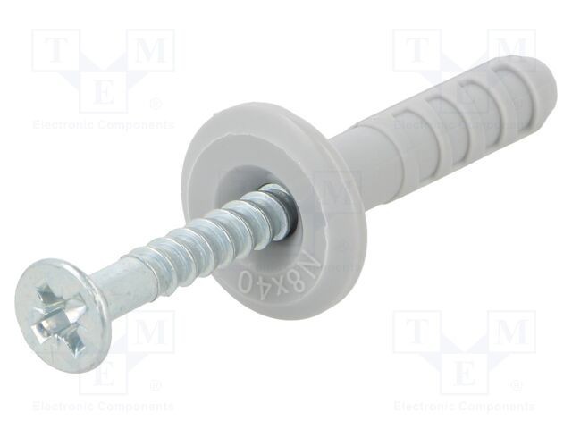 Ancoră plastic cu flanșă și șurub 8x40 oțel zincat FISCHER