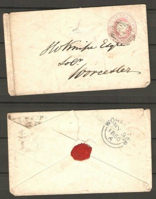 Great Britain 1850 Postal History Rare Victoria Cover WORCESTER D.233 foto