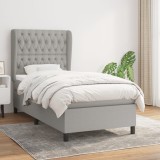 Cumpara ieftin Pat box spring cu saltea, gri deschis, 90x200 cm, textil