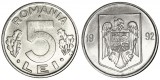 Moneda 5 Lei 1992 Romania UNC (Necirculata) - Numismatica Romaneasca
