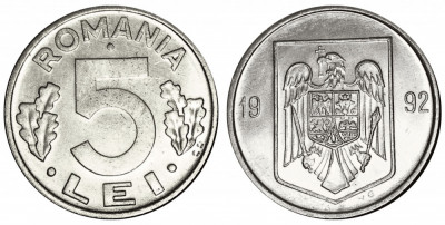 ROMANIA 5 LEI 1992 UNC NECIRCULATA foto