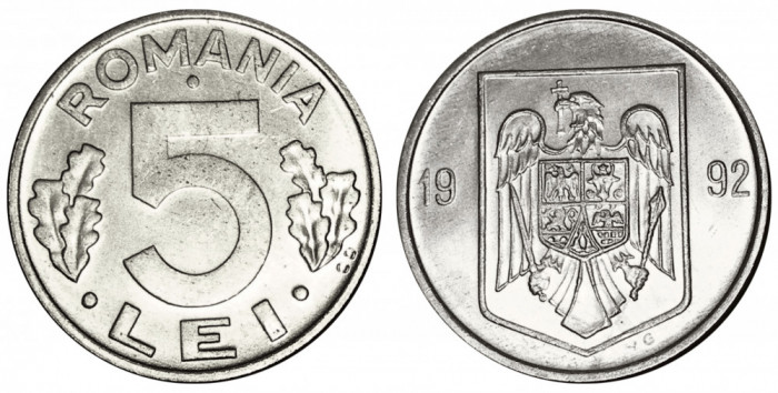 ROMANIA 5 LEI 1992 UNC NECIRCULATA