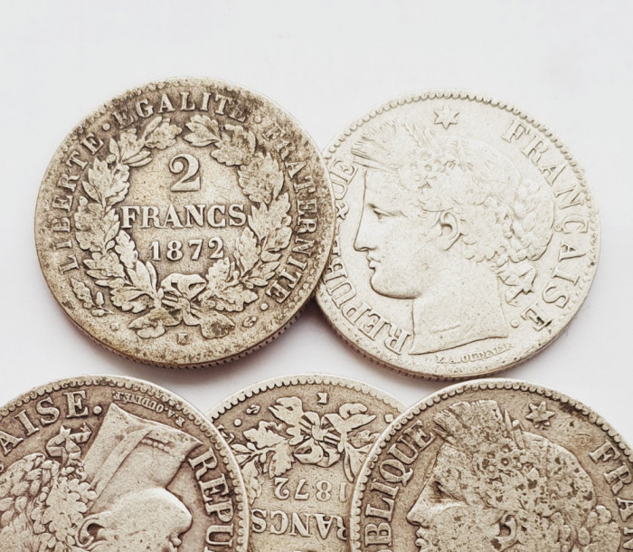 240 Franta 2 Francs 1872 Reverse Legend km 817 argint