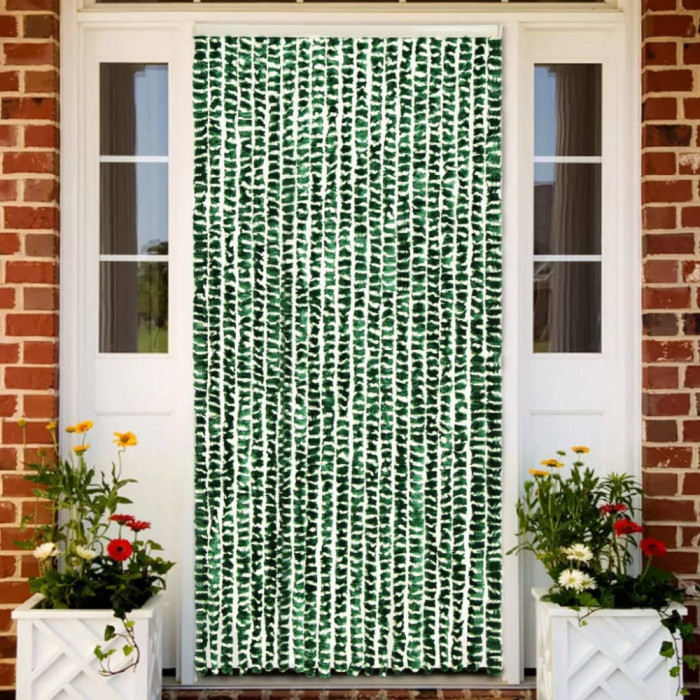 Perdea pentru insecte, verde si alb, 90 x 220 cm, chenille GartenMobel Dekor