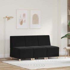 vidaXL Unitate Sofa Modulară Fără Brațe 3 pcs Negru 55 x 74 x 82 cm 3399809