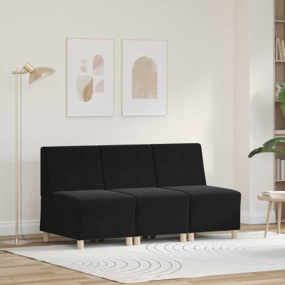 vidaXL Unitate Sofa Modulară Fără Brațe 3 pcs Negru 55 x 74 x 82 cm foto