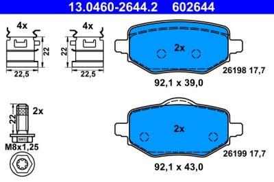 ATE 13.0460-2644.2 set placute frana,frana disc foto