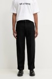 Abercrombie &amp; Fitch pantaloni din amestec de in barbati, culoarea negru, drept, KI130-5016