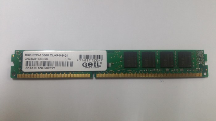 Memorie PC GEIL 8GB DDR3 PC3-10660 CL=9-9-9-24 GN38GB1333C9S