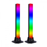 Cumpara ieftin Set 2 lampi LED RGB, Emeszon&reg;, vumetru RGB, Iluminare ambientala, Sincronizare muzicala, Gaming, TV, Laptop, Telecomanda, negru