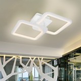 Lustra LED ZOE 40W cu telecomanda, 2 patrate, lumina rece/calda/neutra, alb