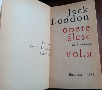 myh 524f - Jack London - Opere alese - Volumul 2 - ed 1966 foto