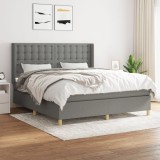 Cumpara ieftin Pat box spring cu saltea, gri &icirc;nchis, 180x200 cm, textil