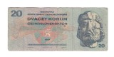 Bancnota Cehoslovacia 20 coroane/korun 1970, circulata, stare relativ buna
