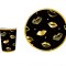 Set 8 pahare 8.5 cm, 175 ml si 8 farfurii de carton, 18 cm, Negru Auriu